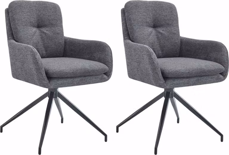 set di 2 sedie per sala da pranzo - sedie da cucina - funzione girevole a 180° | colore: grigio scuro