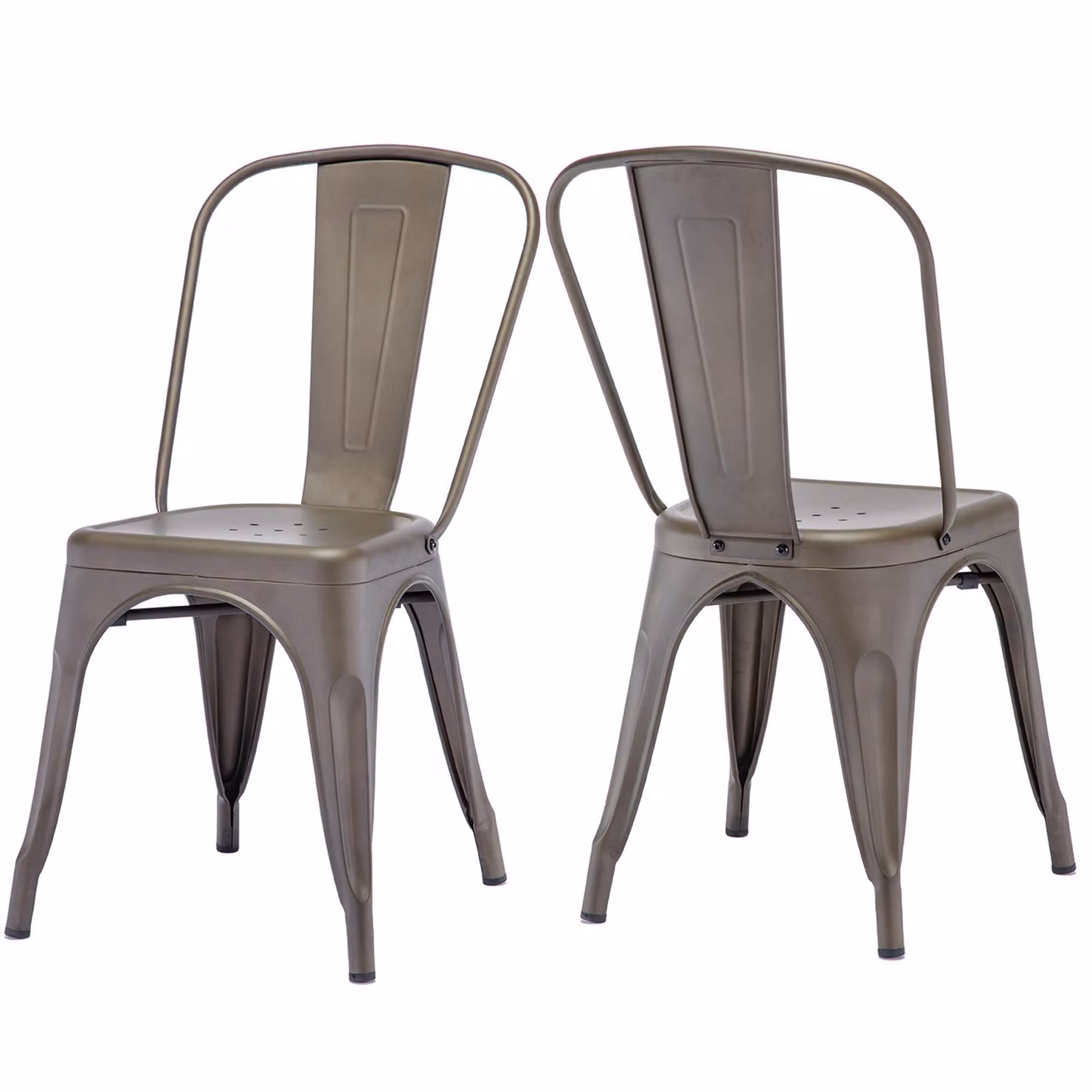 Duhome sedia in metallo bistrot set di 2 sedie da pranzo in ferro con schienale, sedie da cucina impilabili design industriale, marrone opaco/metallico