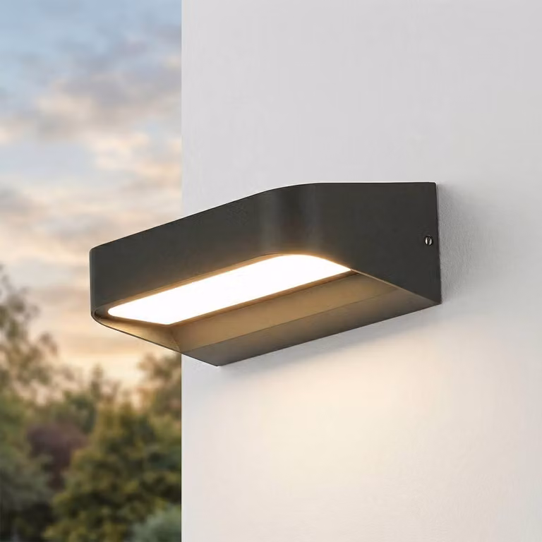 Lampada da parete esterna a LED, grado di protezione IP54, colore antracite, temperatura di colore 3000 K, flusso luminoso 450 lm