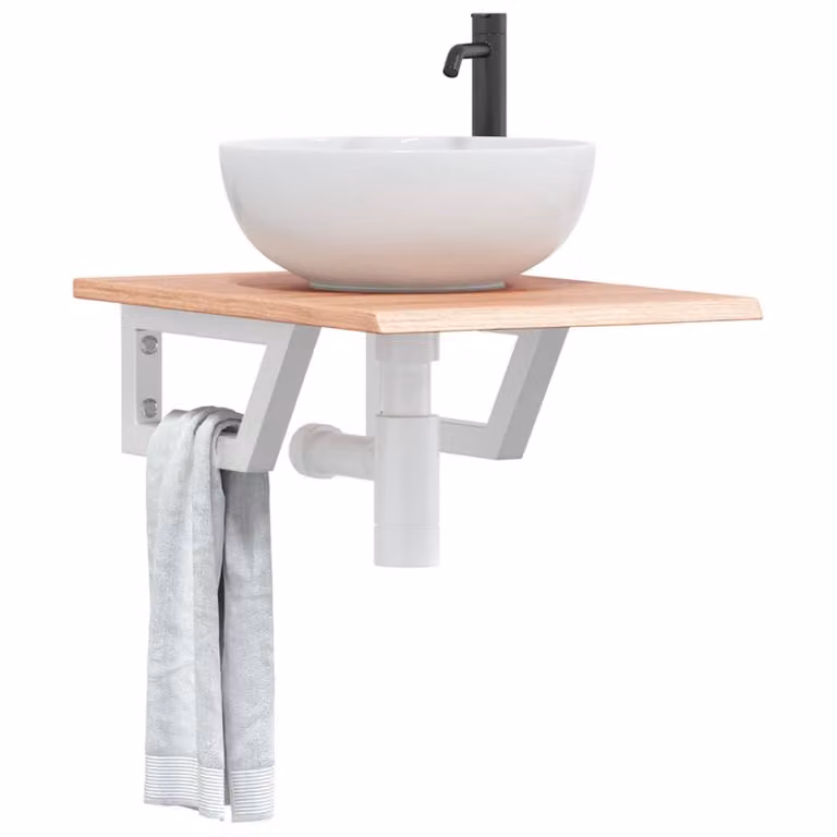 vidaXL Ripiano da Parete per Lavabo in Rovere e Metallo, Moderno, Bianco e Marrone
