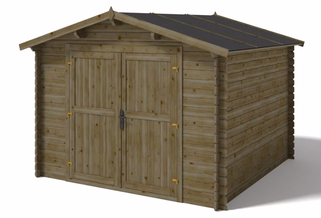 Casetta da giardino in legno - 9m2 - 3x3m - impregnata - 28mm - colore: verde