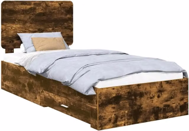 Letto singolo | Letto per adulti | Struttura del letto Rovere fum¨¦ 75 x 190 cm Legno multistrato