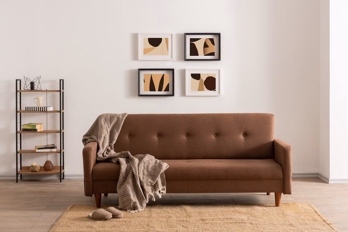 Hanah Home, Hiko - Marrone, divano letto a 3 posti, 100% METALLO, marrone, 200 x 75 x 83 cm