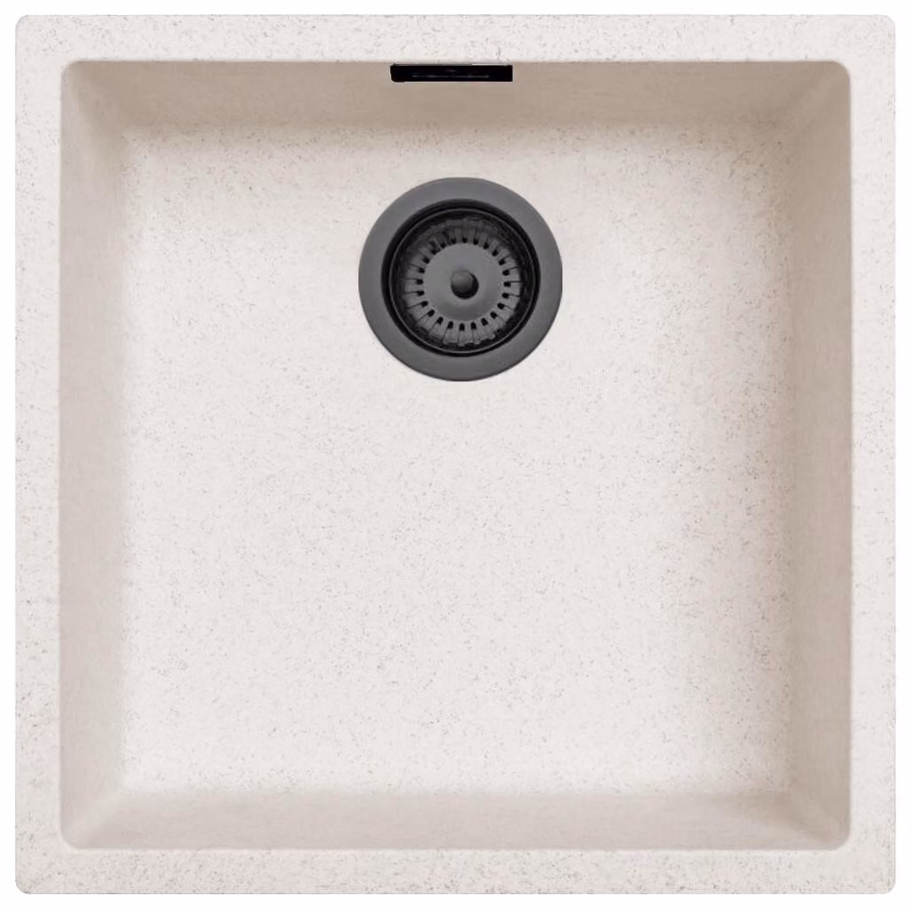 Lavello da cucina 40x40 cm, colore sand beige, modello Pure.Sink, da incasso e da appoggio