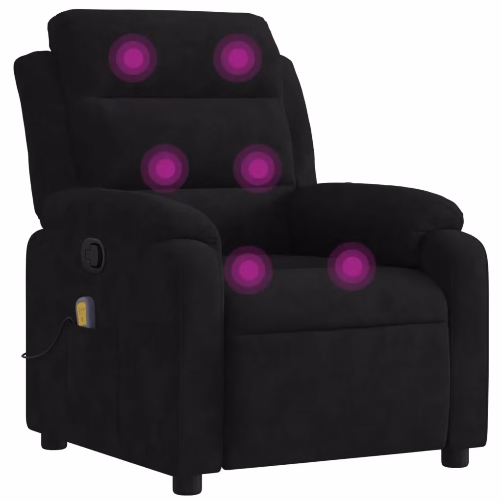 Poltrona reclinabile relax vidaXL in velluto nero con braccioli e leva manuale – 2