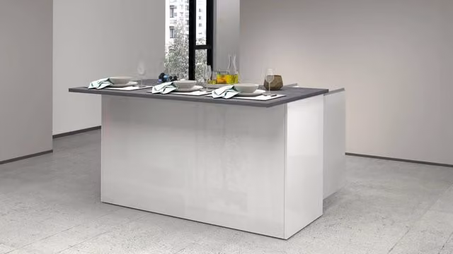 Isola Cucina Moderna Web Furniture Bianco Lucido L/P/H: 155 x 90 x 90 cm