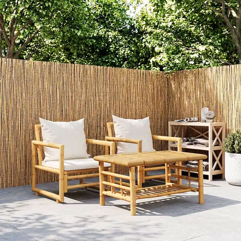 vidaXL Sedie da Giardino 2 pz con Cuscini in Bambù
