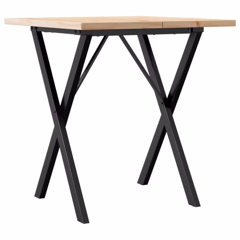 Tavolo da Pranzo Telaio a X 70x70x75,5 cm Legno Pino e Acciaio