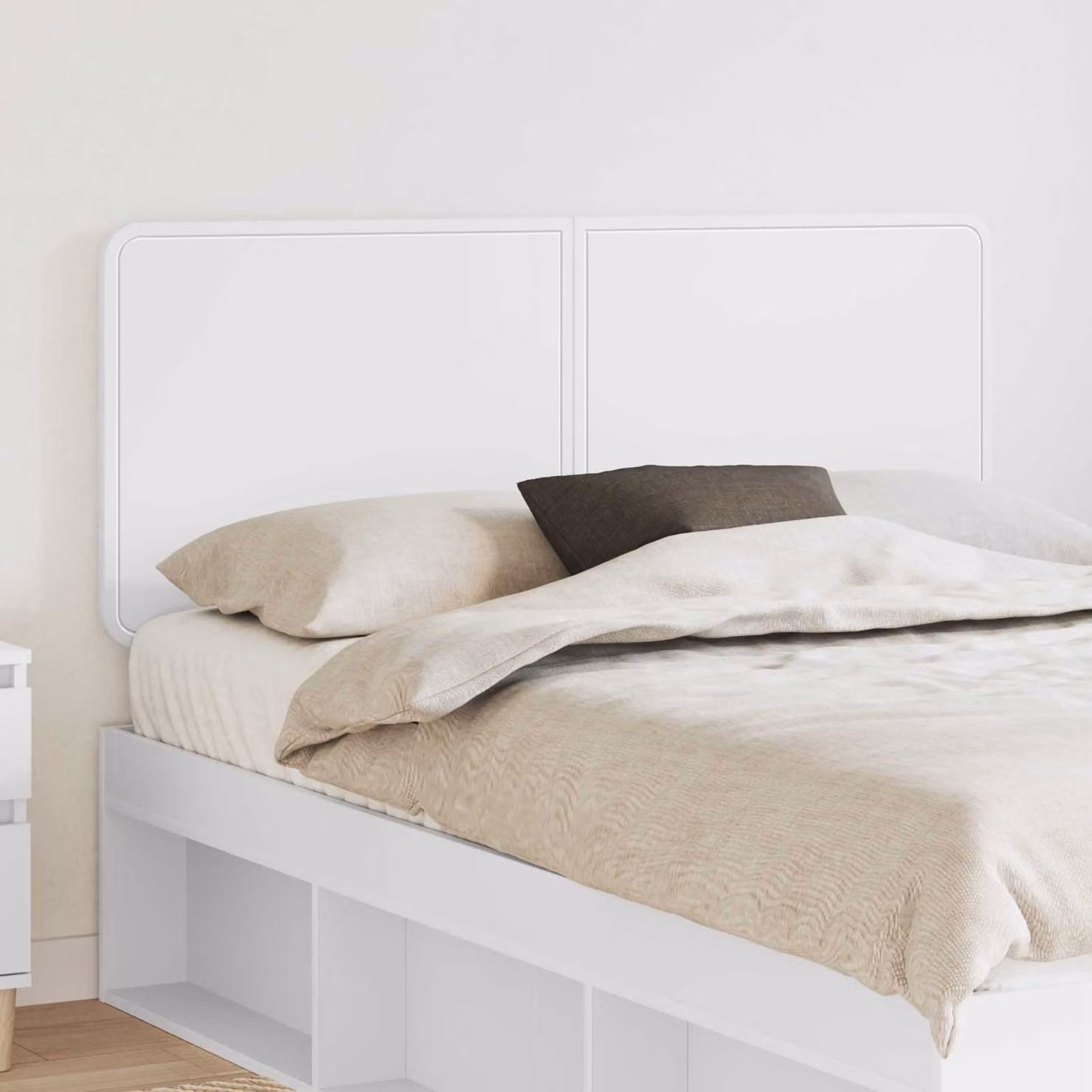 Testiera per letto moderna vidaXL in legno ingegnerizzato bianco con scomparti laterali