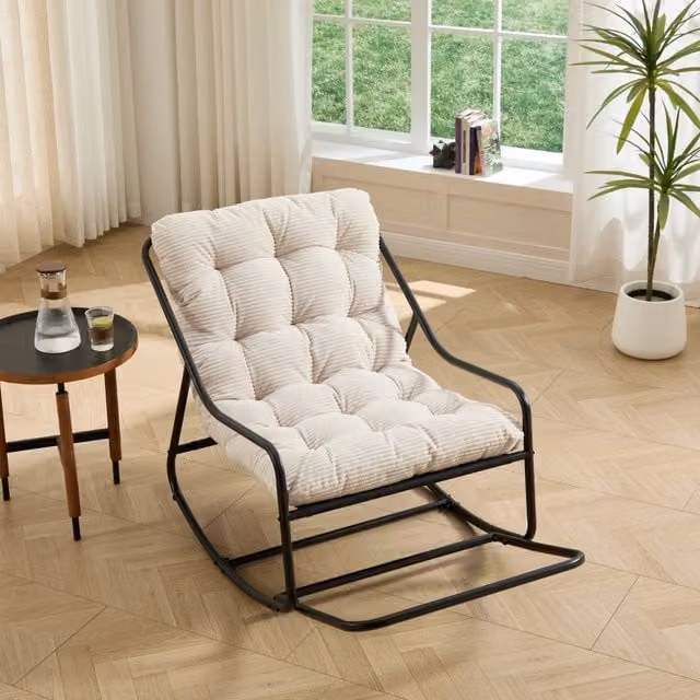 Poltrona Dondolo da Esterno ¨C MINIMAL ¨C Tessuto, Cuscino, Nero