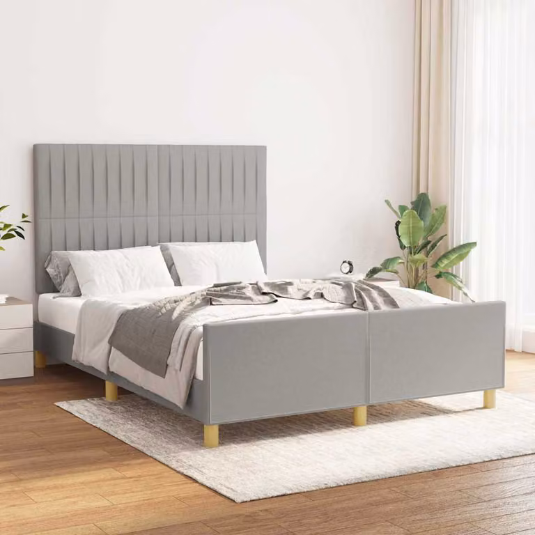 vidaXL Giroletto senza Materasso Moderno in Tessuto Grigio L/P/H: 140 x 200 x 128 cm