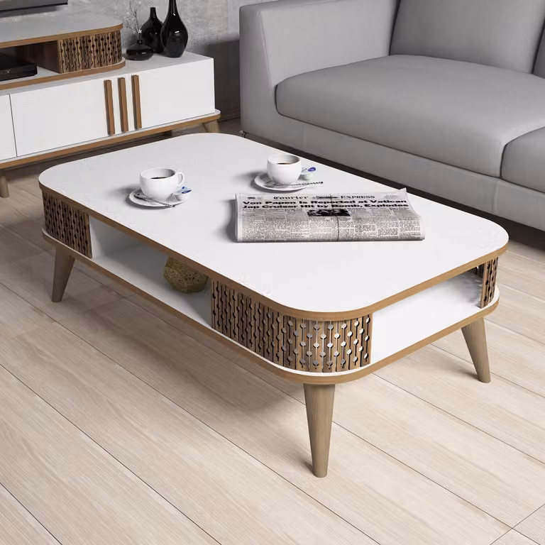 Skye Decor, Eylül - Bianco, tavolini da salotto, bianco, 105 x 34,6 x 60 cm