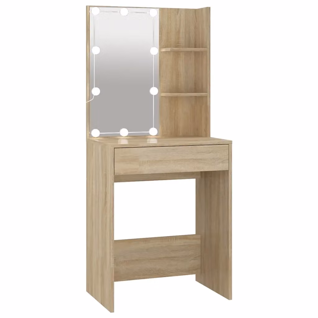 Toeletta con LED vidaXL in Rovere, Marrone, L/P/H: 60 x 40 x 140 cm – 2