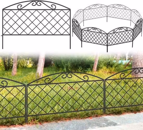Recinzione decorativa per giardino - 44 cm (H) x 3 m (L) - Barriera per animali - All'aperto - Metallo antiruggine - Recinzione senza fossa - Bordo per giardino - patio - aiuola