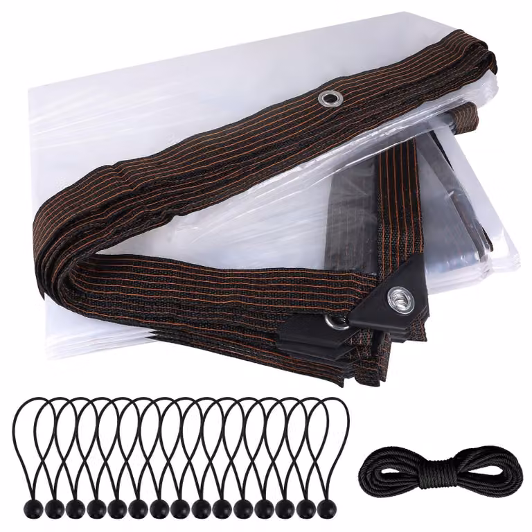 Omgoods - Telo di copertura impermeabile - Trasparente - 3 x 4 metri - Resistente agli agenti atmosferici - Ideale per terrazzi/giardini - Leggero e resistente - Telo