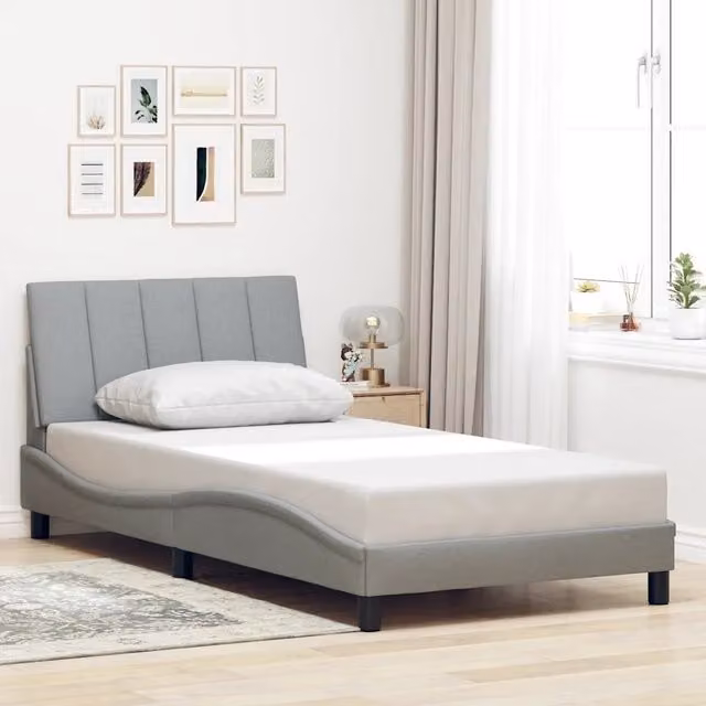 Giroletto senza Materasso-Struttura Letto Hanko Grigio Chiaro 100x200 cm Tessuto 367761