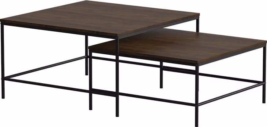 Tavolino da divano Vicco Ramio Rovere rustico/nero 80 x 80 cm 2 parti, Model 56194