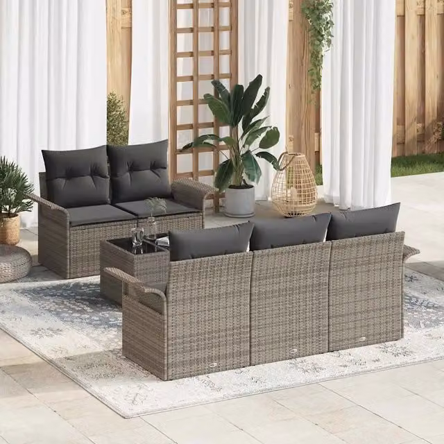 Set Divano da Giardino 6 pz 5-Numero di posti Grigio 3353908
