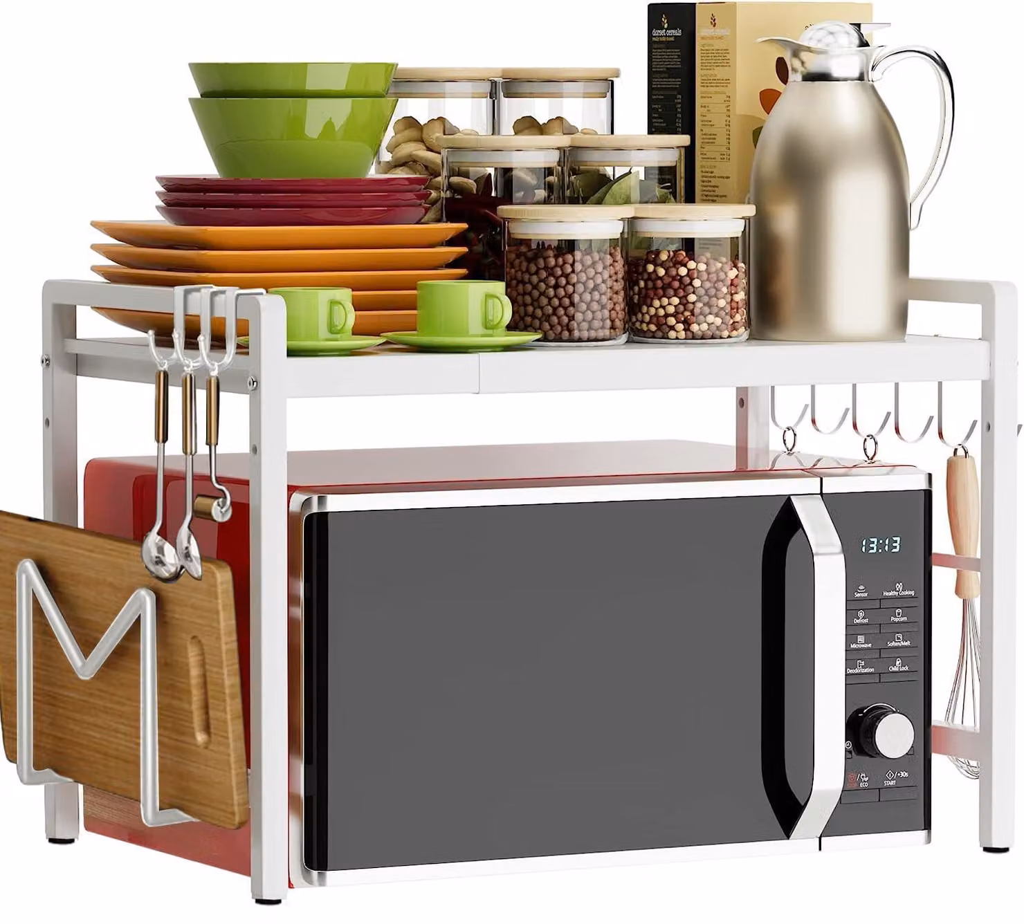 Portaspezie estraibile da 40 a 64 cm - Supporto magnetico a 2 livelli - Organizzatore per la cucina - Ripiano per piano di lavoro - Capacità massima di carico: 25 kg - Portaoggetti da cucina