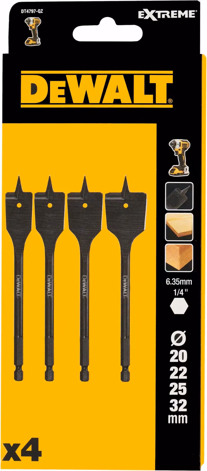 DEWALT Holz-Fraesbohrer-Set 4-tlg.