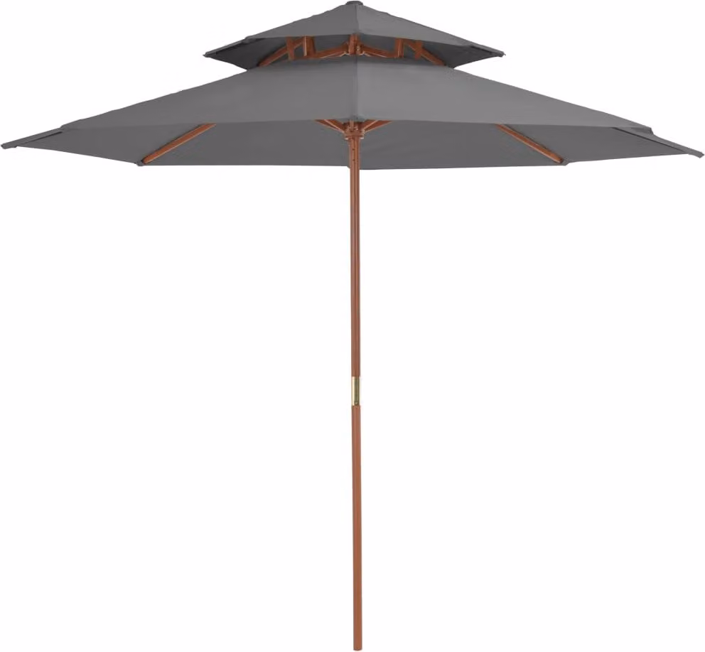 Ombrellone The Living Store con doppio tettuccio e asta in legno 270 cm antracite