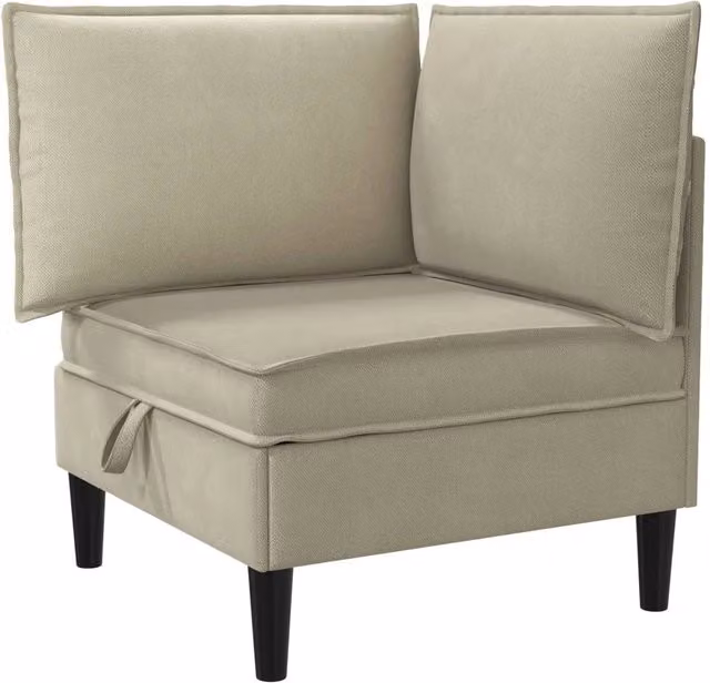 Divano angolare moderno DESIGN IN con contenitore in velluto color sabbia per il tuo soggiorno – 1