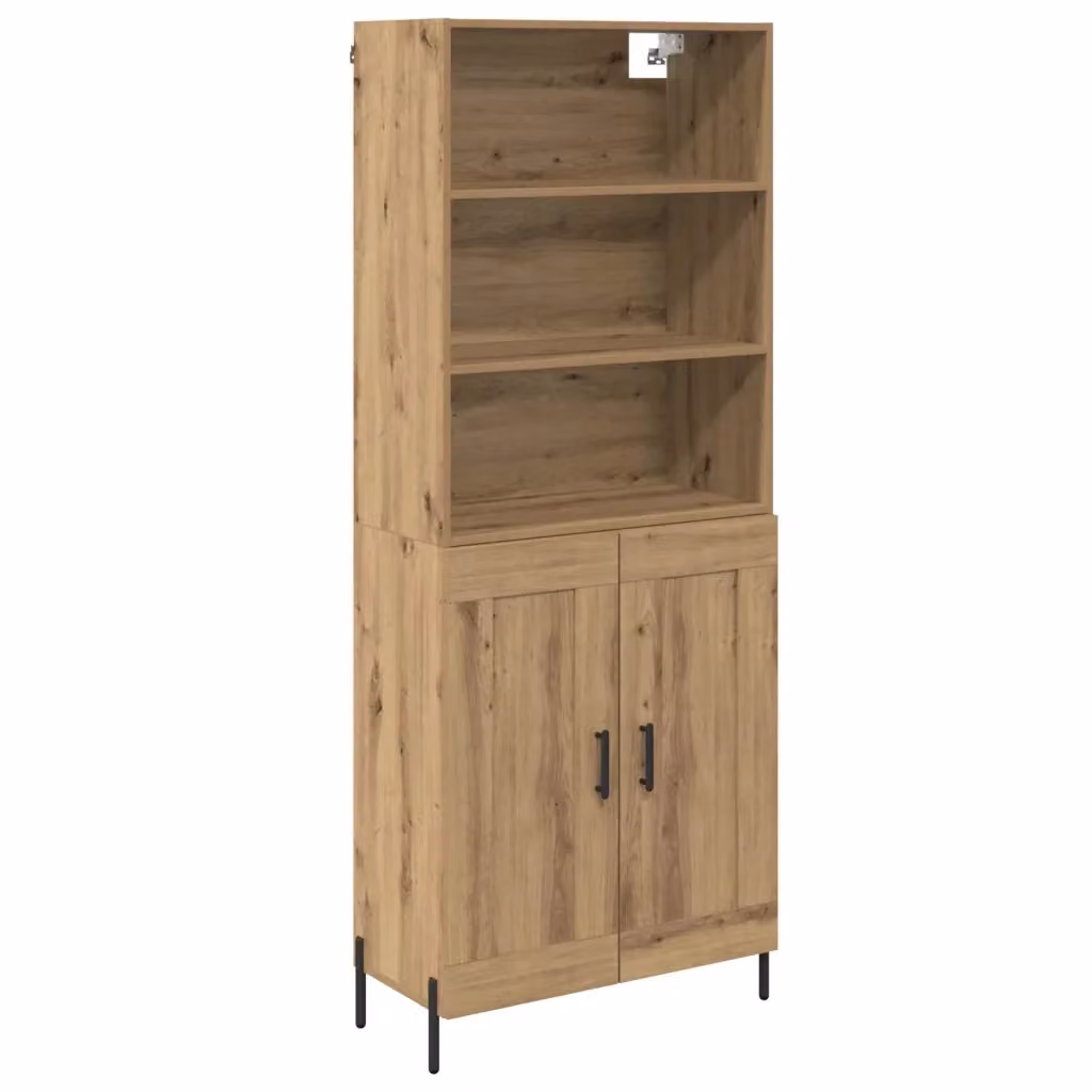 Credenza moderna vidaXL in legno e metallo color rovere, L/P/H: 69,5 x 32,5 x 180 cm – 2