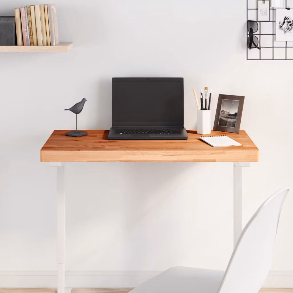 Piano Tavolo Rettangolare in Legno di Faggio Marrone vidaXL L: 80 cm, P: 40 cm, H: 4 cm