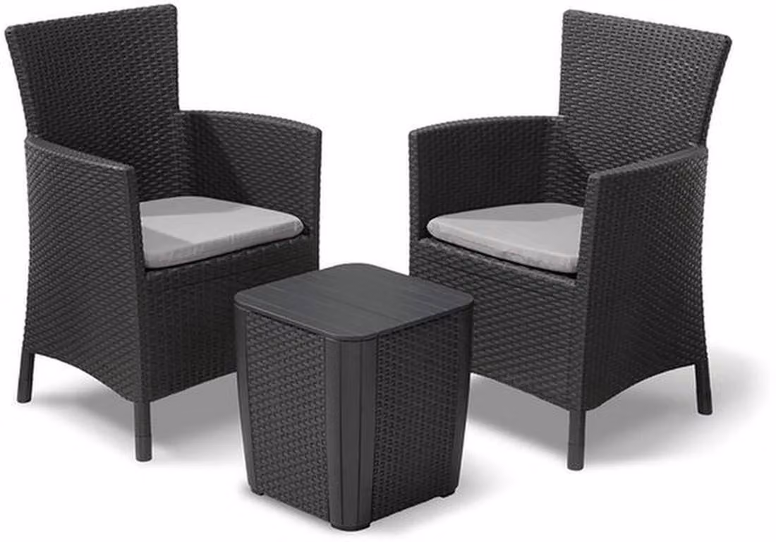 Azomor: set da balcone in rattan elegante e resistente alle intemperie, ideale per spazi ridotti
