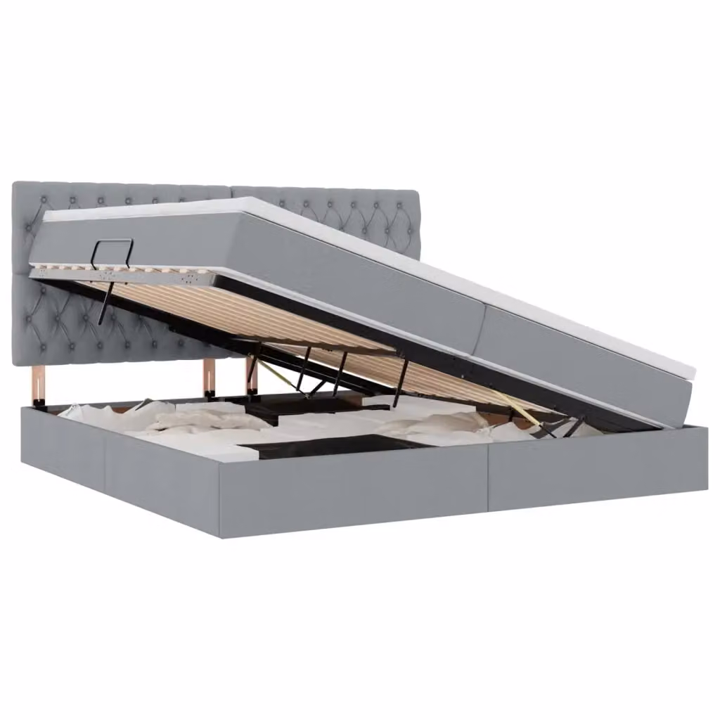 Letto con contenitore e illuminazione LED vidaXL, Grigio, L/P: 200 x 200 cm – 2