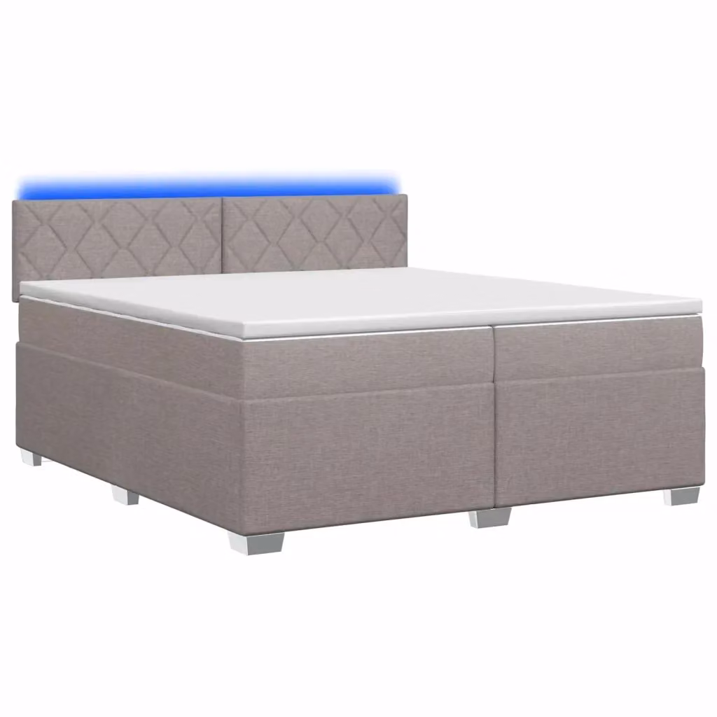 Letto con Box Spring, Materasso Ibrido e Illuminazione LED vidaXL, Colore Grigio/Beige, 200 x 200 cm – 2