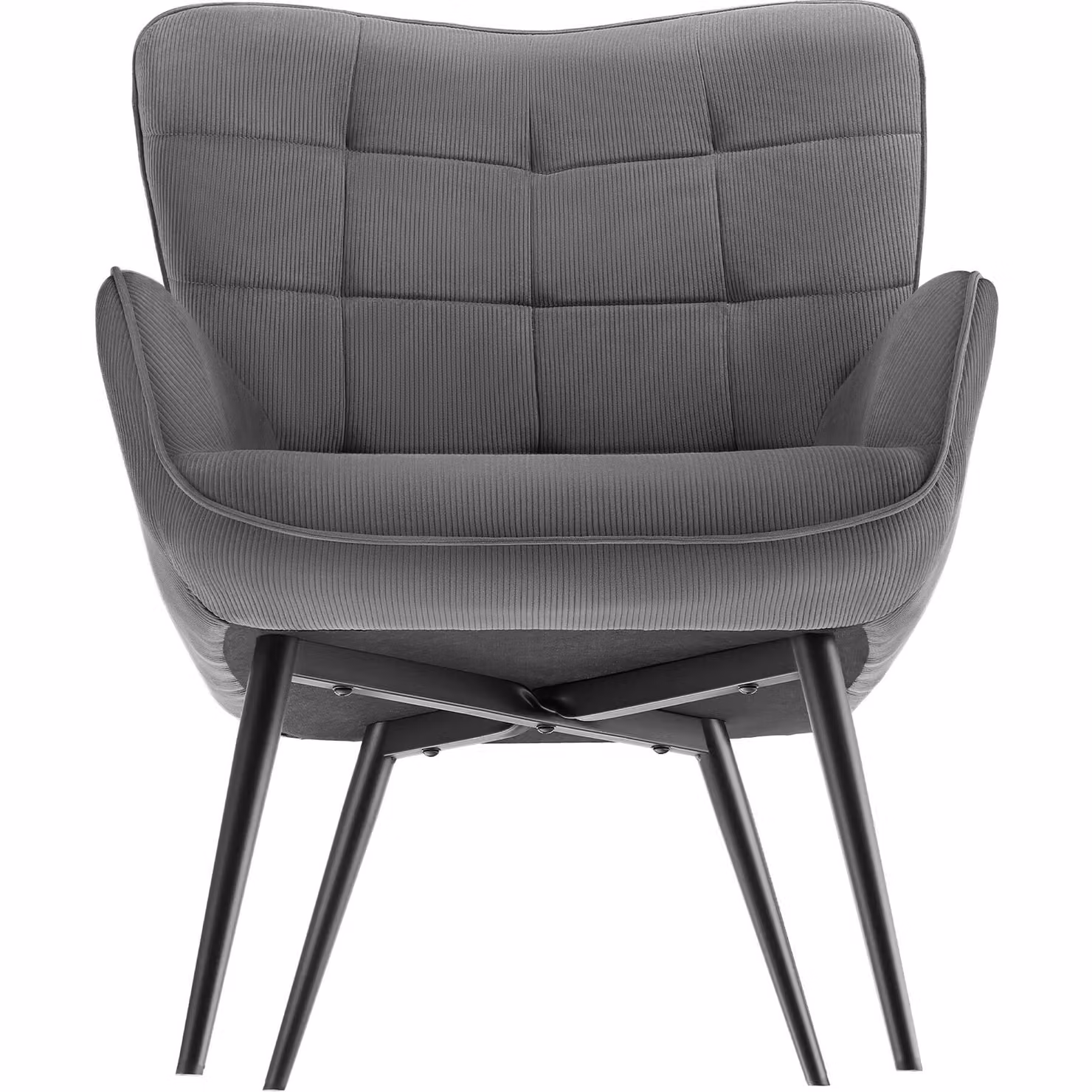 Poltrona Hygge tectake in velluto antracite e nero con struttura in metallo e legno, ideale per il tuo living – 1