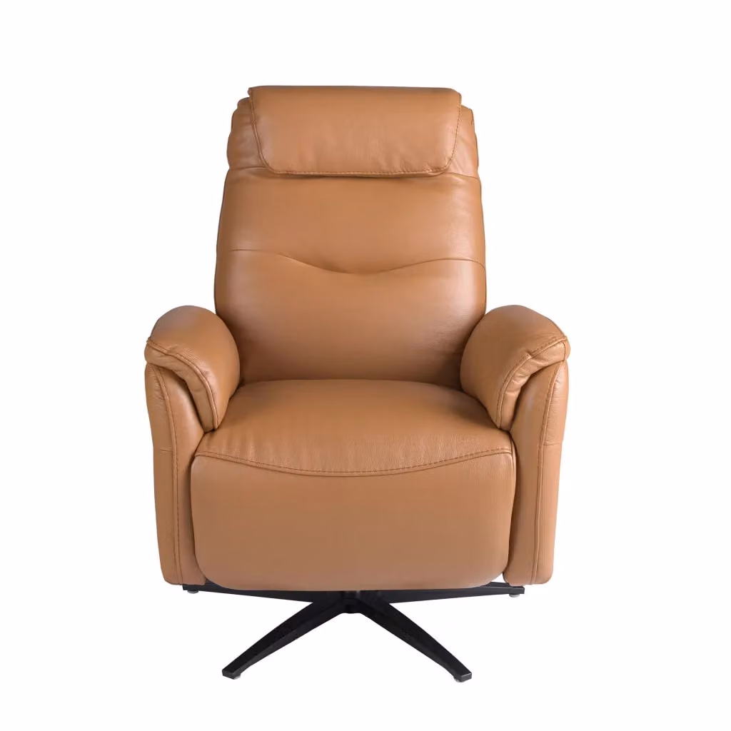 Poltrona relax girevole Angel Cerdá S.L. in pelle marrone e nera con struttura in metallo e braccioli – 2