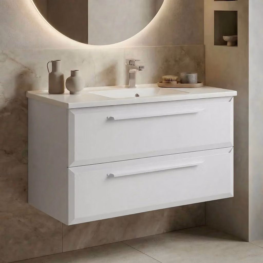 Mobile lavabo sospeso Hanah Home Nuvola 100 v2 Bianco Lucido L: 100 cm, P: 50 cm, H: 62 cm – 2