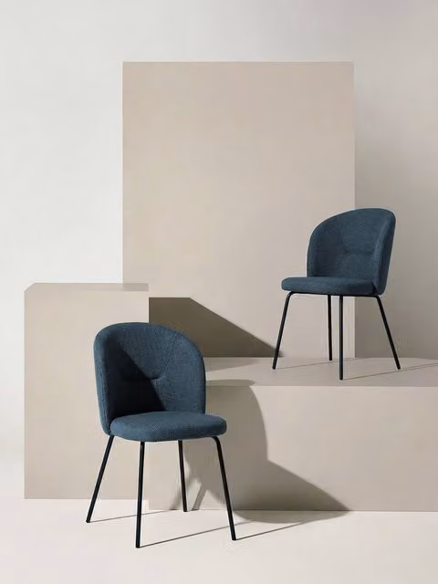 Set di 2 sedie Beiz blu con struttura in metallo nero Kenay Home