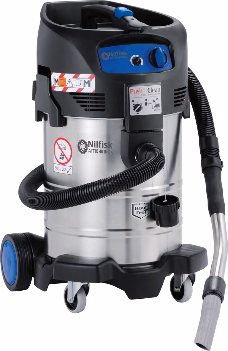 Nilfisk Sicherheitssauger Attix 40-0M PC Type 22, 1400 W, Edelstahl, 37 L