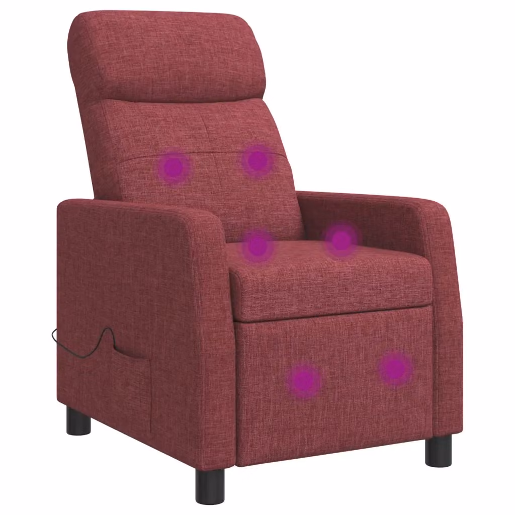 Poltrona relax reclinabile vidaXL in tessuto rosso con braccioli per adulti – 2