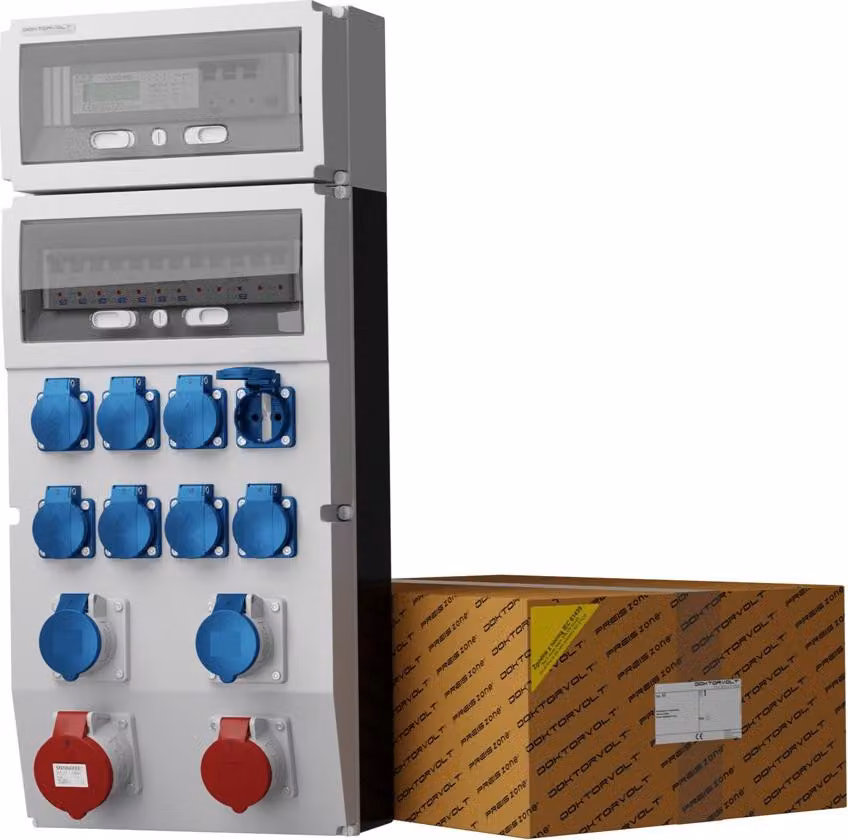 Distributore di corrente eXT-S/FI 32A 16A 2x16A Camping 8x230V + contatore elettrico MID trifase 0786