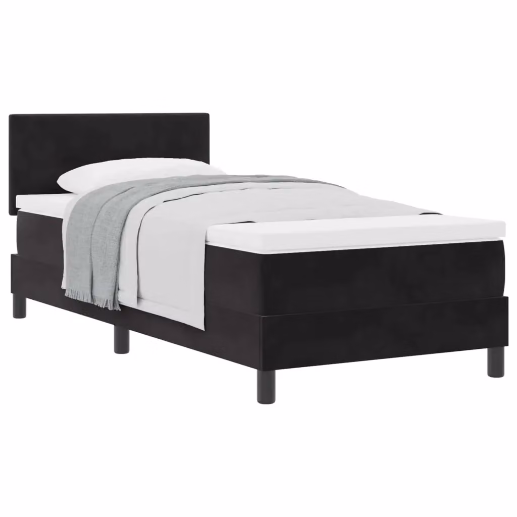 Letto a molle con testiera vidaXL in velluto nero L/P/H: 200 x 80 x 83 cm – 2