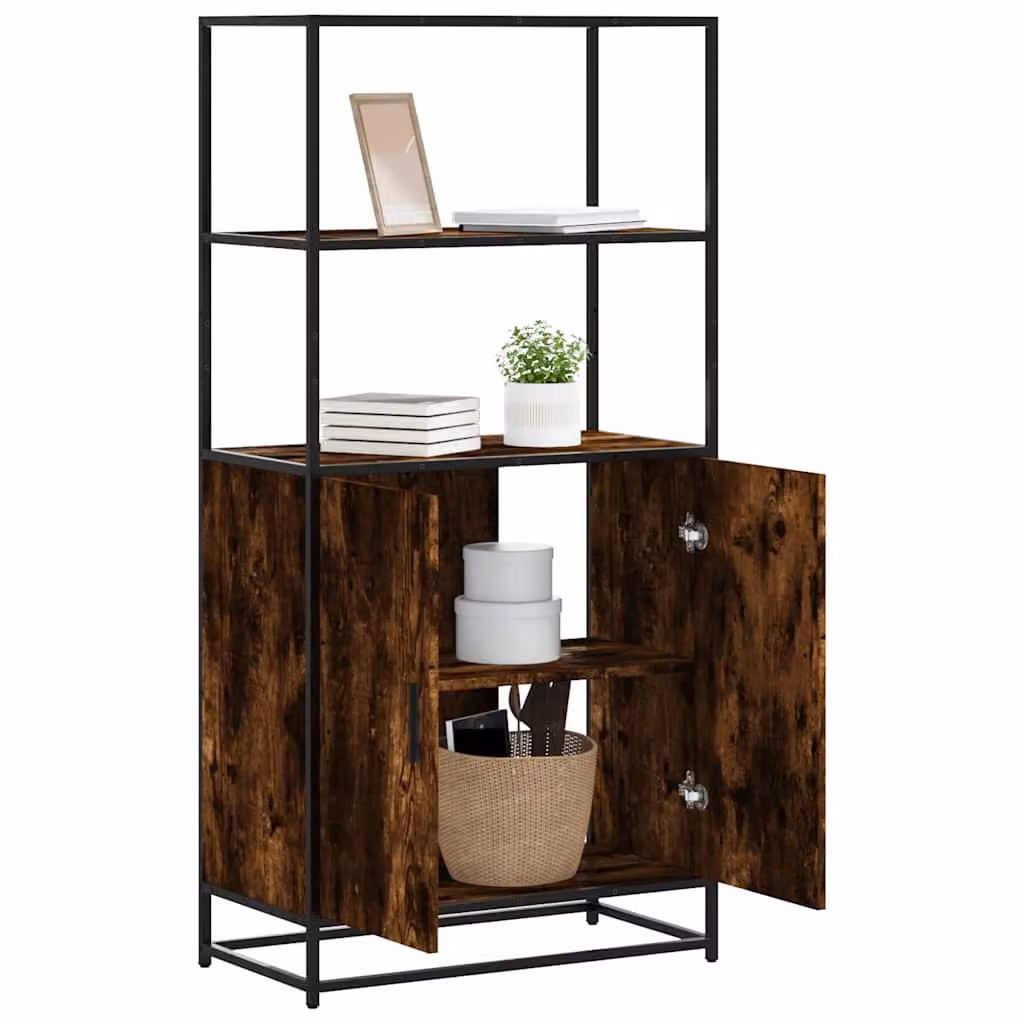 Credenza Industrial vidaXL in Rovere Fumo e Metallo, L 68 cm x P 35 cm x H 139 cm