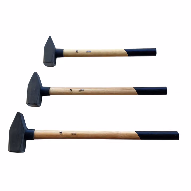 Set di 3 martelli da fabbro con manico in legno, pesi: 3/4/5 kg. Include martello, martello da taglio e martello da forgiatura