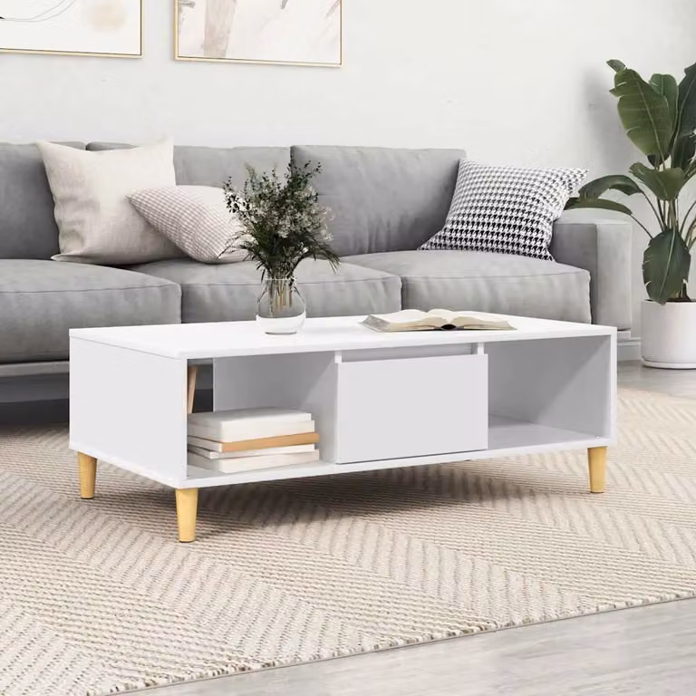 vidaXL Tavolino da salotto rettangolare bianco L/P/H: 102 x 55 x 35 cm