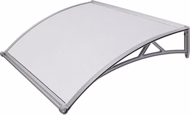 Pensilina Tettoia Ranieri in Policarbonato Satinato Opalino con Sgocciolatoio L: 140 cm, P: 90 cm