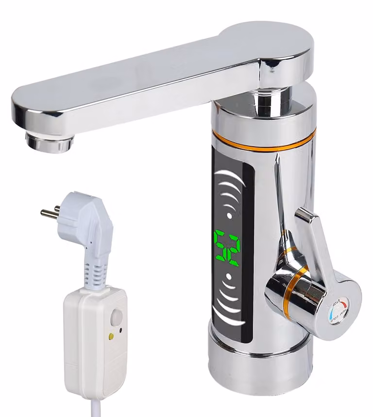 Rubinetto elettrico per acqua calda, 3000 W, rotazione a 360°, display LED