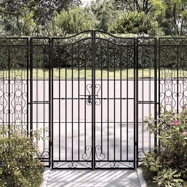 Cancello da giardino a battente doppio vidaxl in metallo nero L: 121 cm, P: 8 cm, H: 150 cm