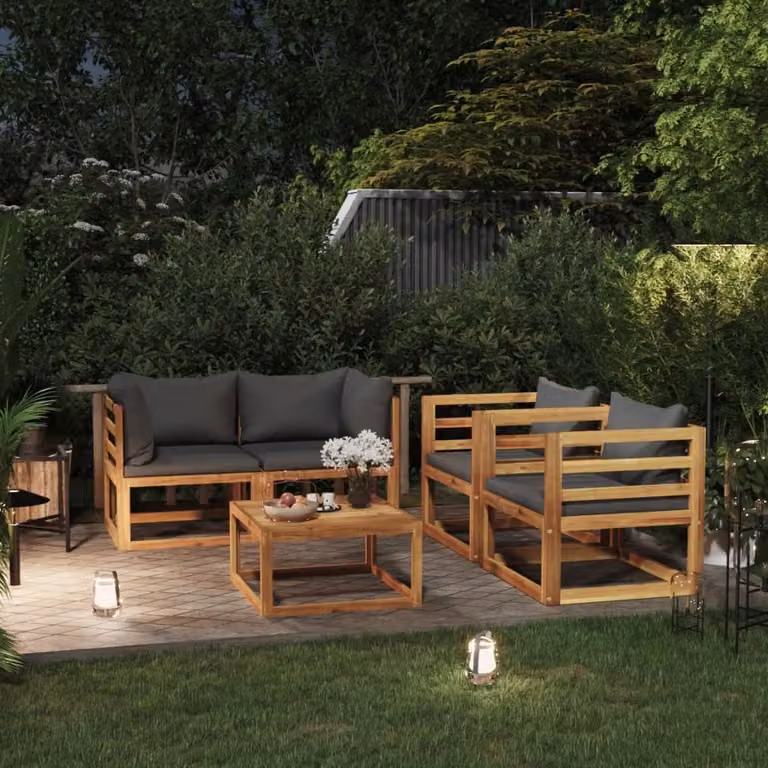 Maison Exclusive - Set da giardino 5 pezzi con cuscini in legno massello di acacia