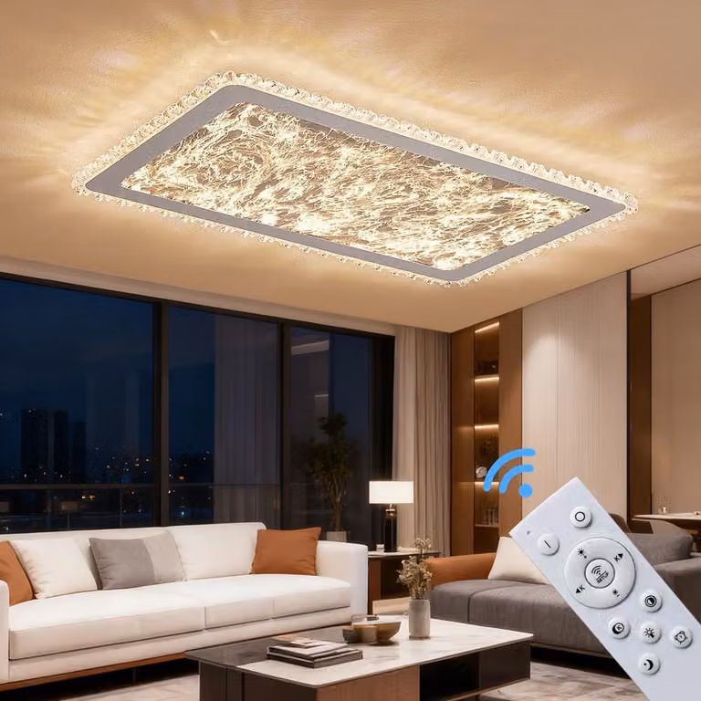 Plafoniera LED dimmerabile con telecomando, a variazione continua 3000-7000 K, a risparmio energetico e durevole, dal design moderno in bianco o nero, ideale per soggiorno, camera da letto e cucina (253-CFX-WH)