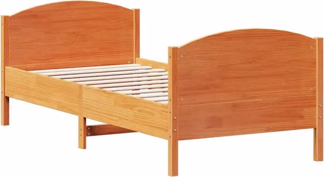 Letto singolo per adulti in legno di pino color marrone cera L: 74.5 cm, P: 195.5 cm, H: 80.5 cm