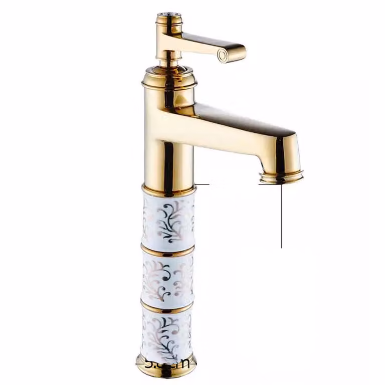 Rubinetto cucina retrò ORO ottone porcellana DIONE