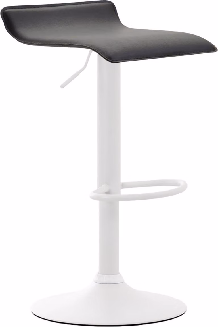 Elegante sgabello da bar - Design intelligente - Regolabile in altezza e con poggiapiedi - Rivestimento in Pelle finta | Colore: nero | Colore base: bianco